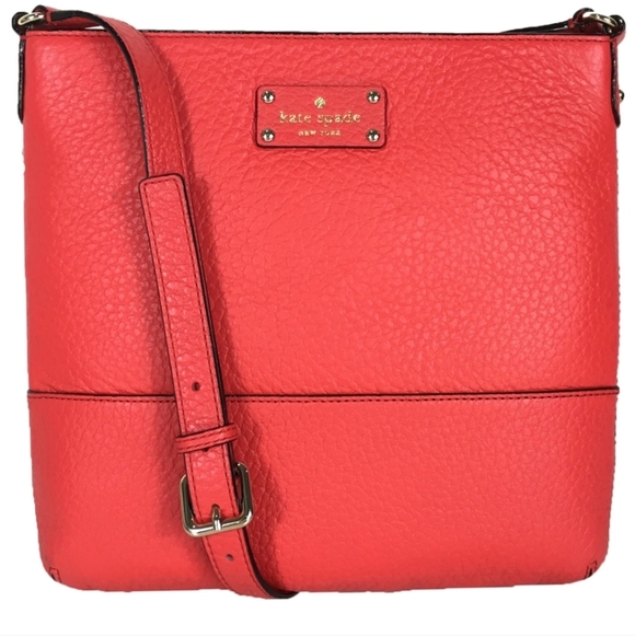 Kate Spade Bay Street CORA Cherry Red Leather Crossbody Bag - Picture 2 of 8